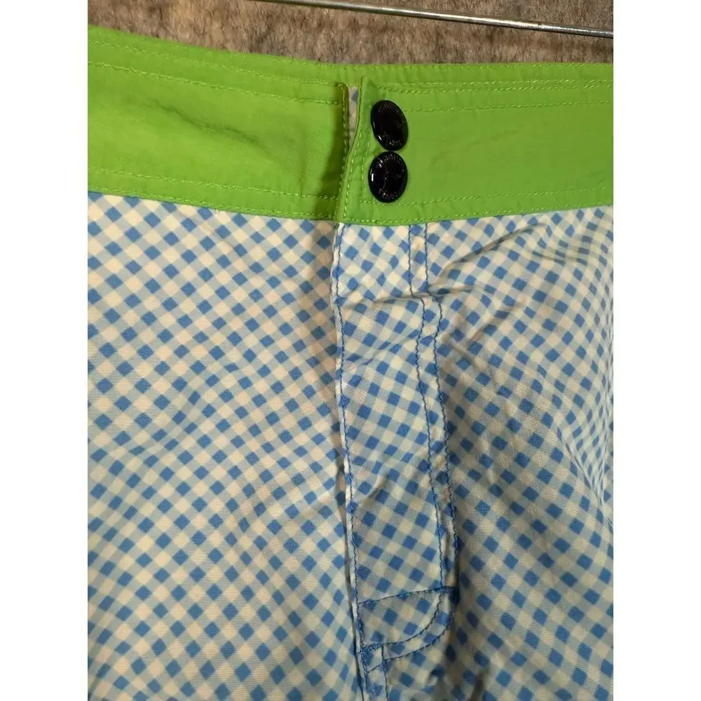 EUC Vineyard Vines Blue White Plaid Board Shorts No Lining Size 40